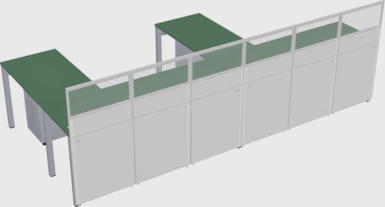Shared l-shaped cubicle