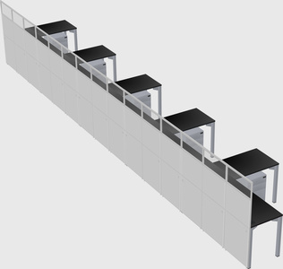 Shared l-shaped cubicle