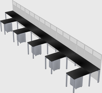 Shared l-shaped cubicle
