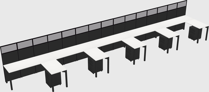 Shared l-shaped cubicle