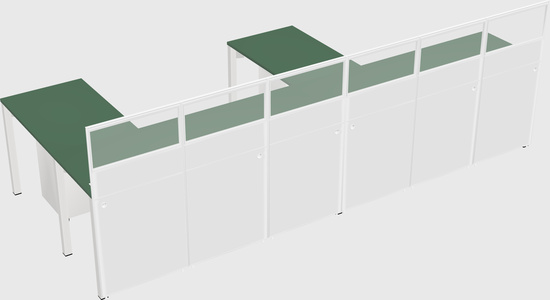 Shared l-shaped cubicle