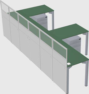 Shared l-shaped cubicle