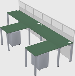 Shared l-shaped cubicle