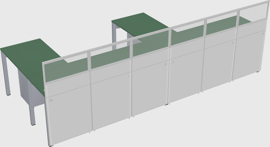Shared l-shaped cubicle