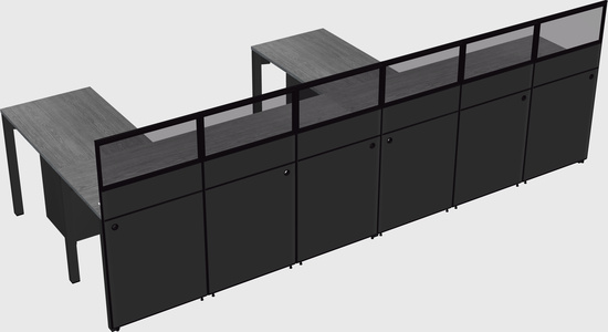 Shared l-shaped cubicle