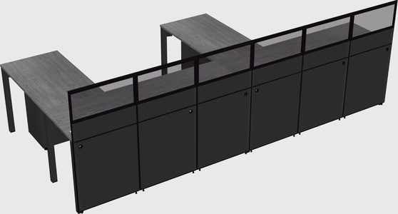Shared l-shaped cubicle