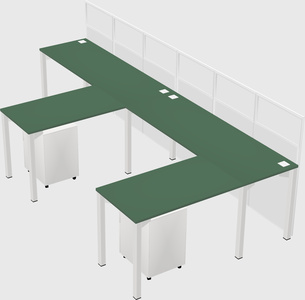 Shared l-shaped cubicle