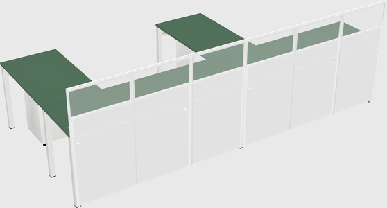 Shared l-shaped cubicle
