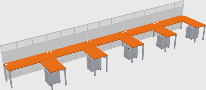 Shared l-shaped cubicle
