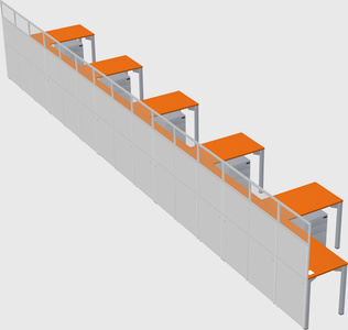 Shared l-shaped cubicle