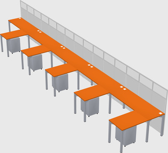 Shared l-shaped cubicle