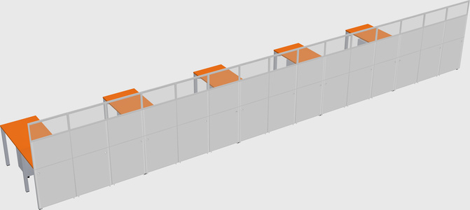 Shared l-shaped cubicle