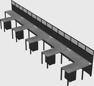 Shared l-shaped cubicle