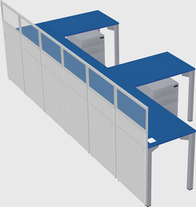 Shared l-shaped cubicle