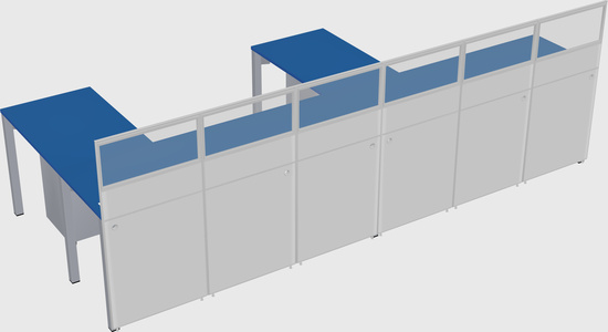 Shared l-shaped cubicle