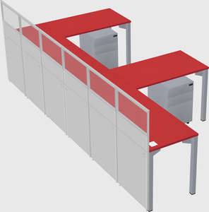 Shared l-shaped cubicle