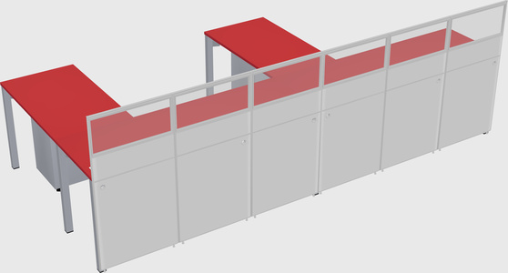 Shared l-shaped cubicle