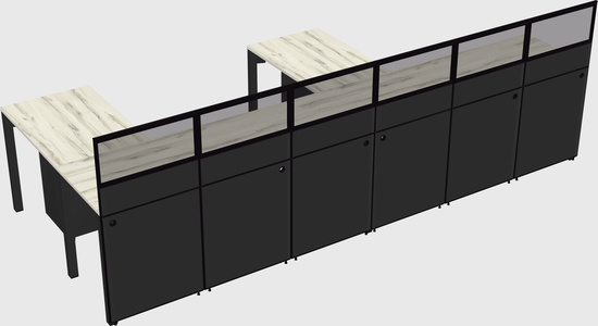 Shared l-shaped cubicle