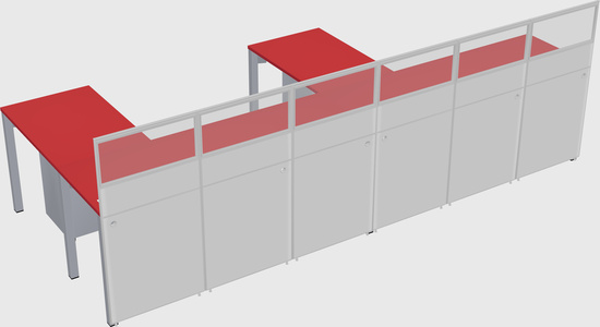 Shared l-shaped cubicle