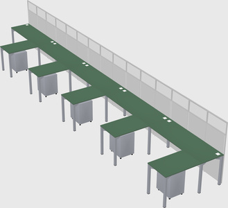 Shared l-shaped cubicle