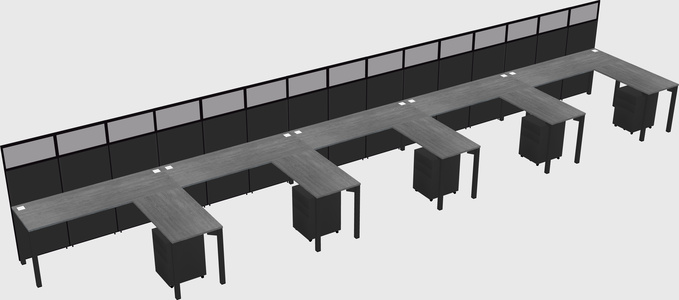 Shared l-shaped cubicle