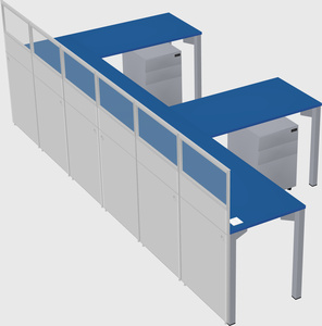 Shared l-shaped cubicle