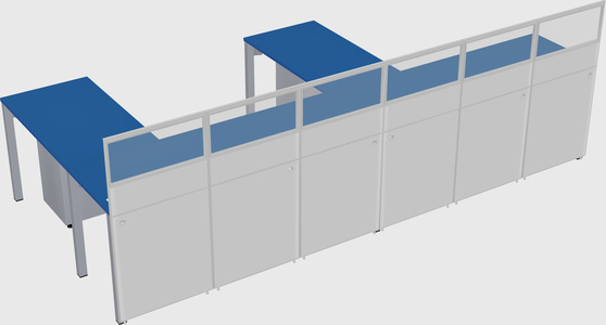 Shared l-shaped cubicle