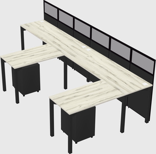 Shared l-shaped cubicle