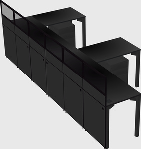 Shared l-shaped cubicle
