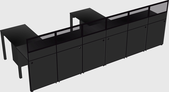 Shared l-shaped cubicle
