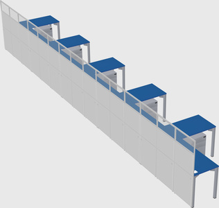 Shared l-shaped cubicle