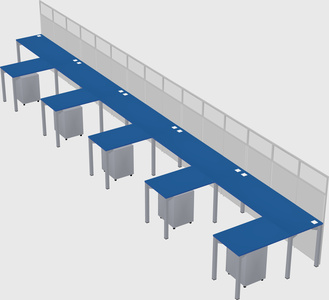 Shared l-shaped cubicle