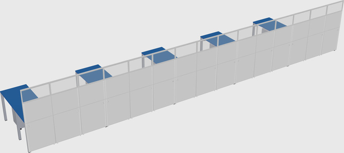 Shared l-shaped cubicle