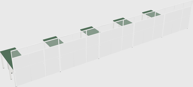 Shared l-shaped cubicle