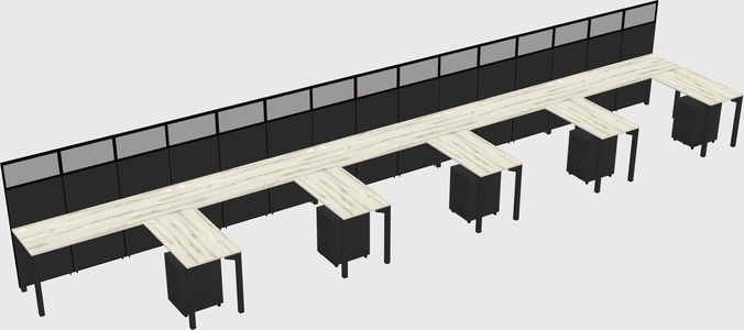 Shared l-shaped cubicle