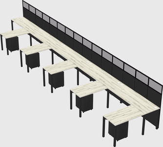 Shared l-shaped cubicle