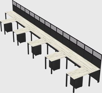 Shared l-shaped cubicle