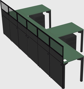 Shared l-shaped cubicle