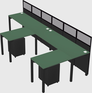 Shared l-shaped cubicle
