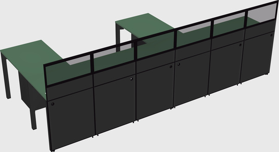 Shared l-shaped cubicle