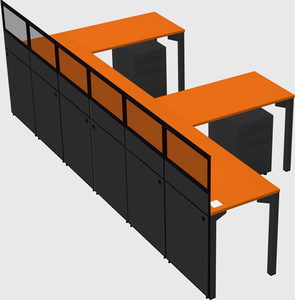 Shared l-shaped cubicle