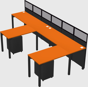 Shared l-shaped cubicle