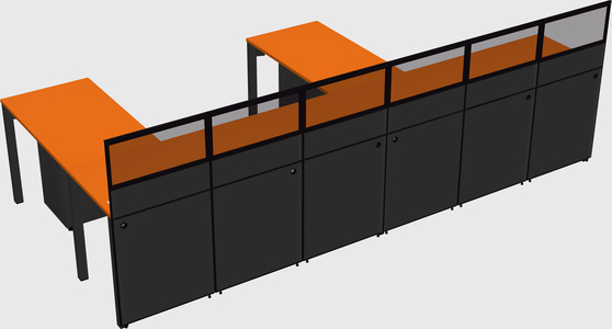 Shared l-shaped cubicle