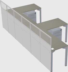 Shared l-shaped cubicle