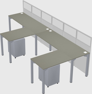 Shared l-shaped cubicle