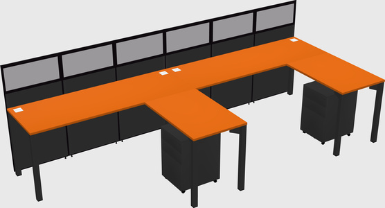 Shared l-shaped cubicle