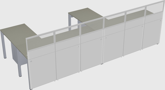 Shared l-shaped cubicle