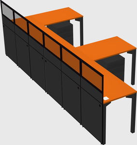 Shared l-shaped cubicle