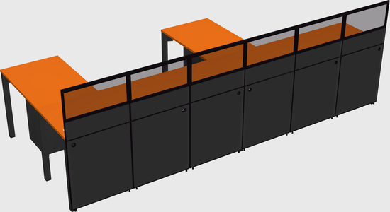 Shared l-shaped cubicle