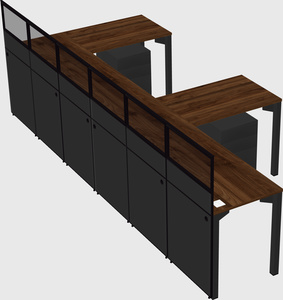 Shared l-shaped cubicle